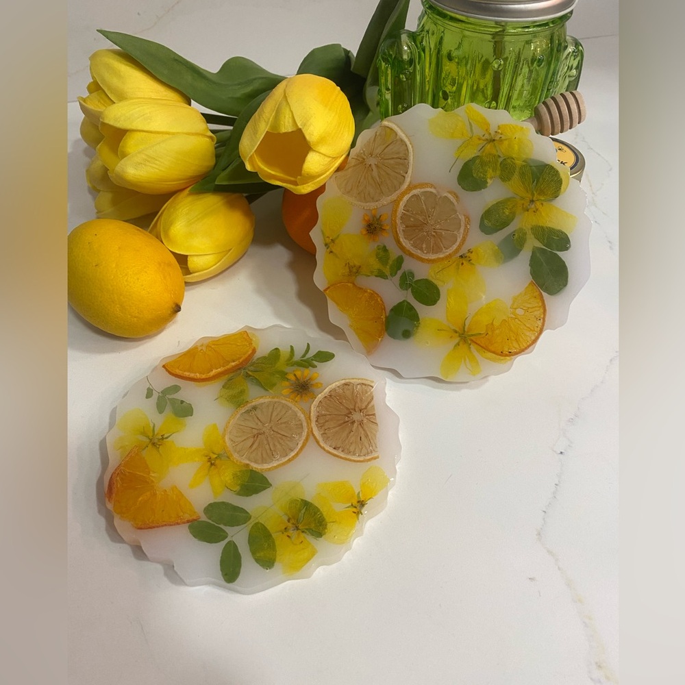 Handmade resin coasters (2) gift idea, home goods, kitchen goods, spring